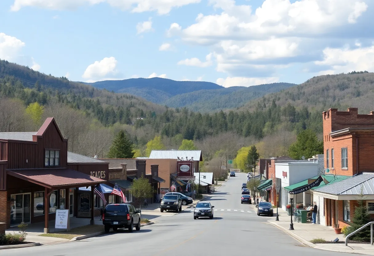 Marshall NC town center with shops and community members embracing reopening.