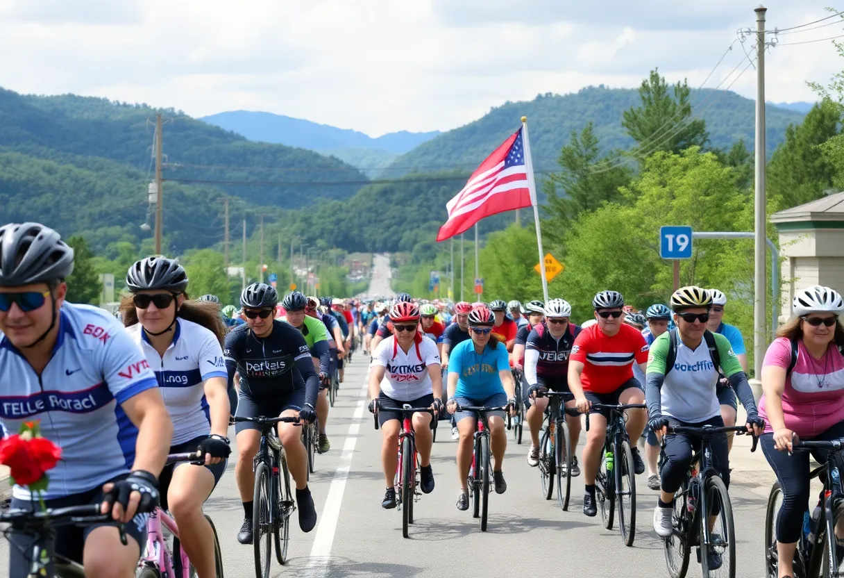 Cyclists gathered for a memorial ride in Asheville