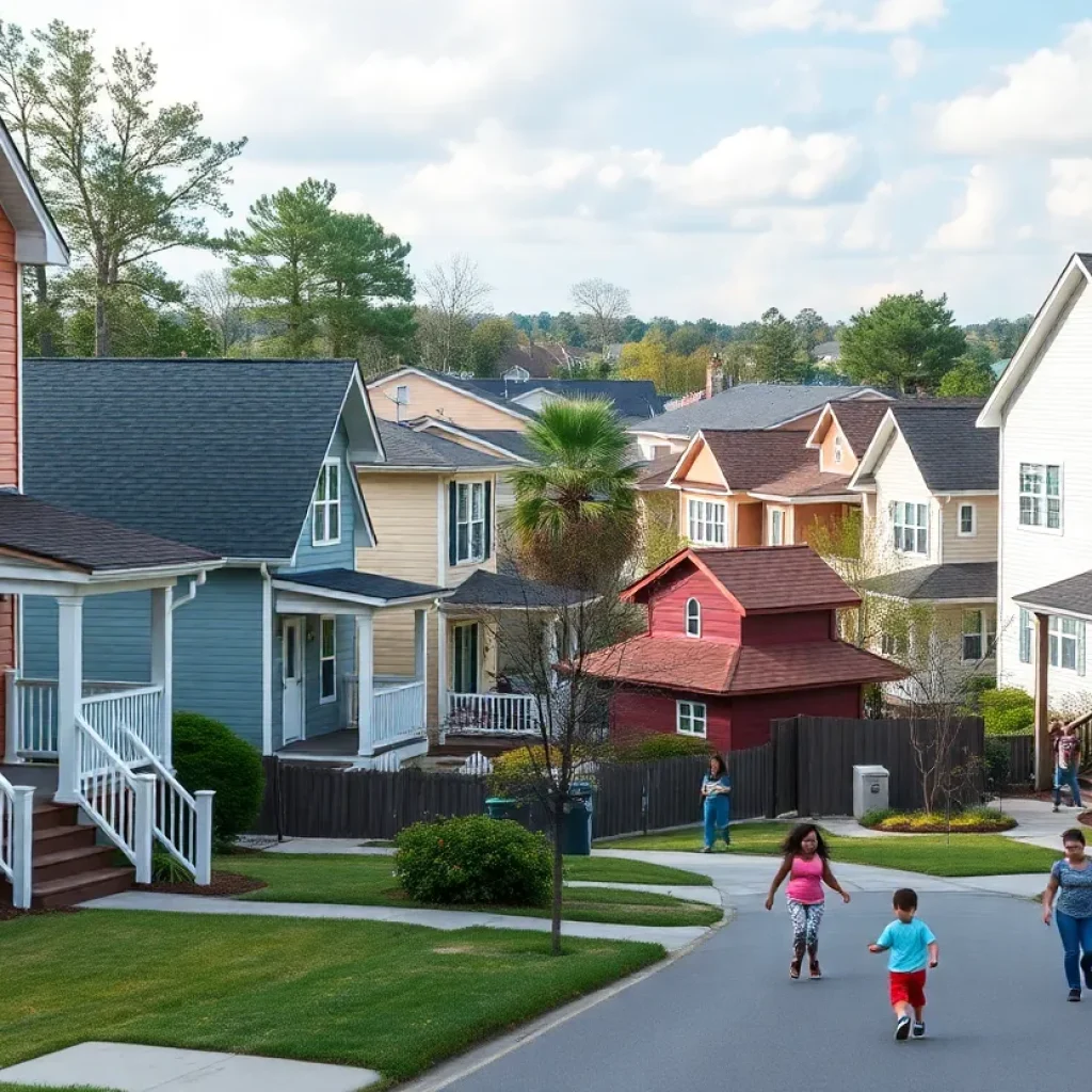 Vibrant neighborhood in North Carolina showcasing diverse houses
