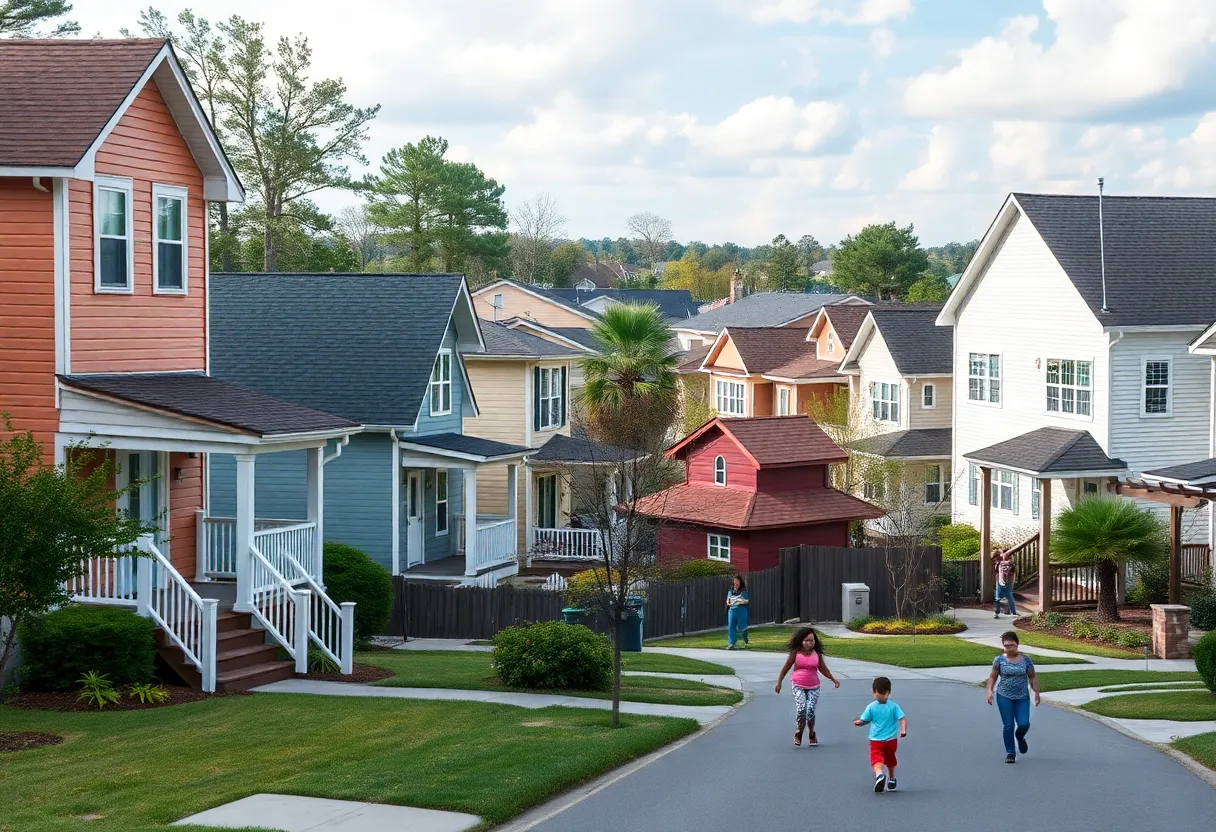 Vibrant neighborhood in North Carolina showcasing diverse houses