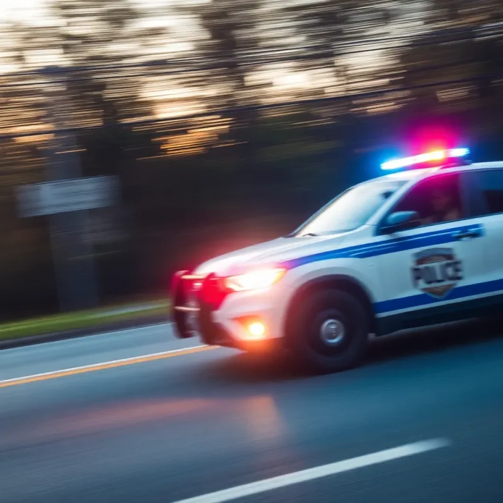 Police vehicle responding to a chase in Asheville
