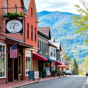 Historic shops on Main Street in Saluda, North Carolina