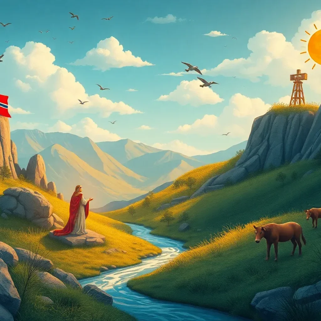Symbolic representation of peace talks between Ukraine and Russia