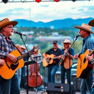 Musicians performing at a country music event in Asheville