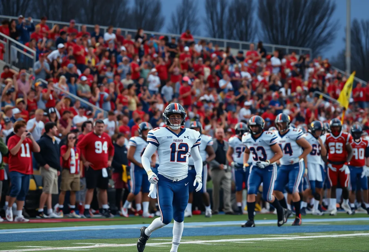 Action during Asheville High School football game