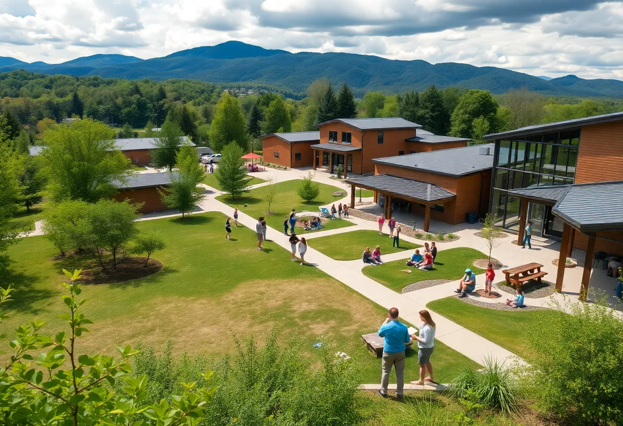 Private K-12 school in Asheville with students learning outdoors