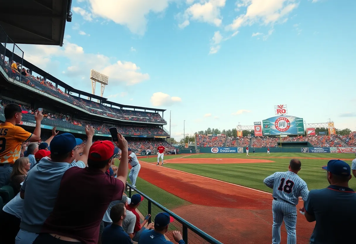 Baseball players in action during the Asheville Tourists game