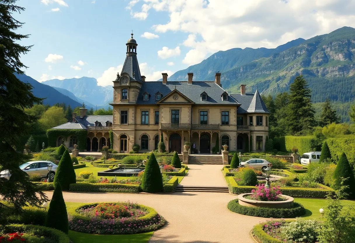 Scenic view of the Biltmore Estate with beautiful gardens