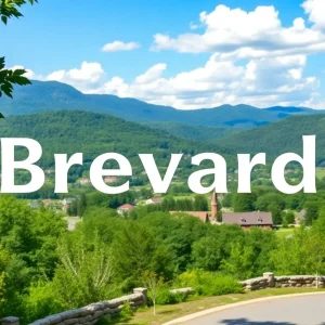 Scenic landscape of Brevard, North Carolina with mountains.