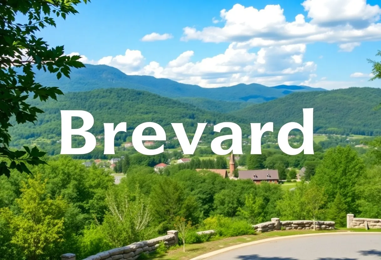 Scenic landscape of Brevard, North Carolina with mountains.