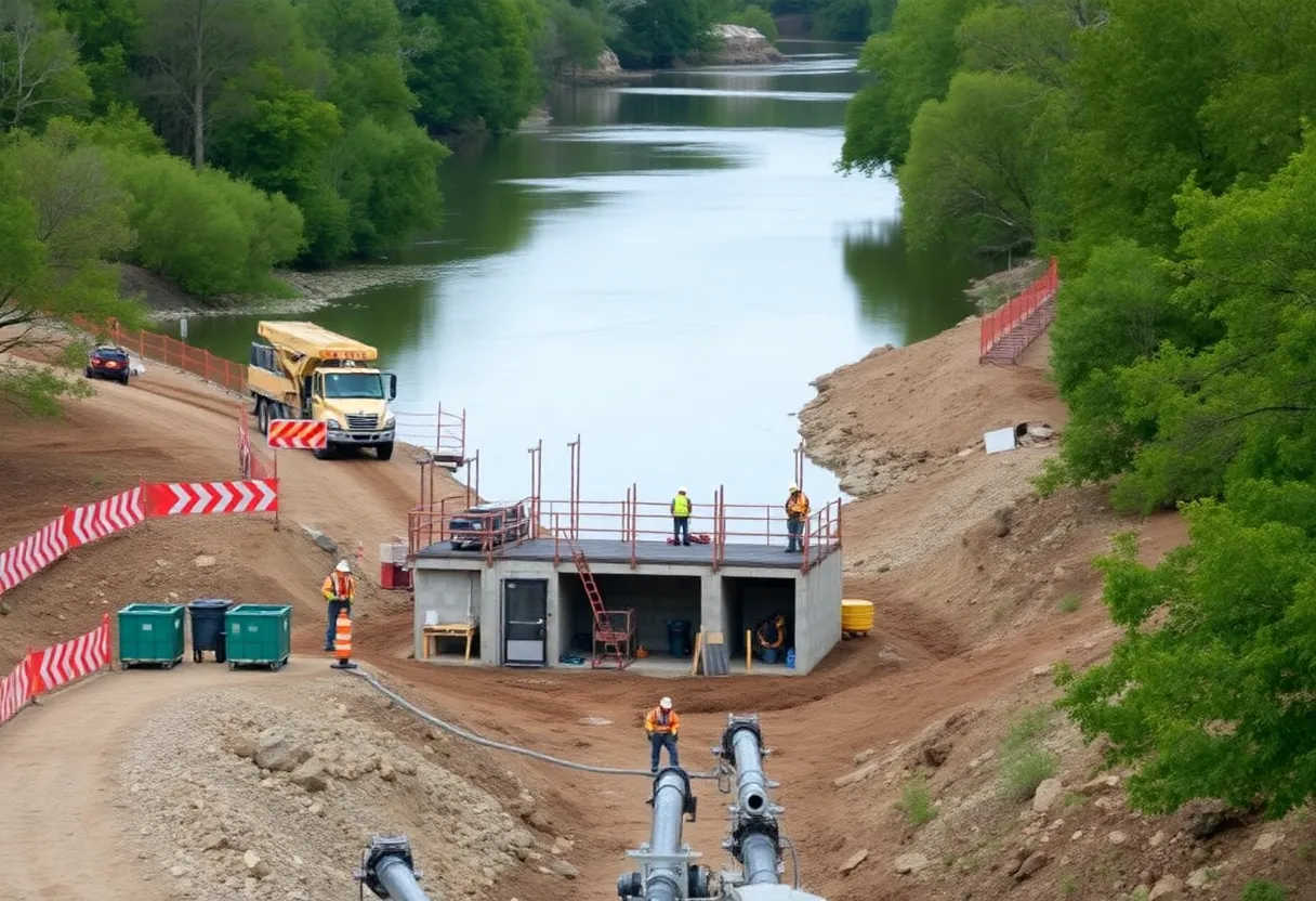Construction of Carrier Bridge Pump Station along the French Broad River