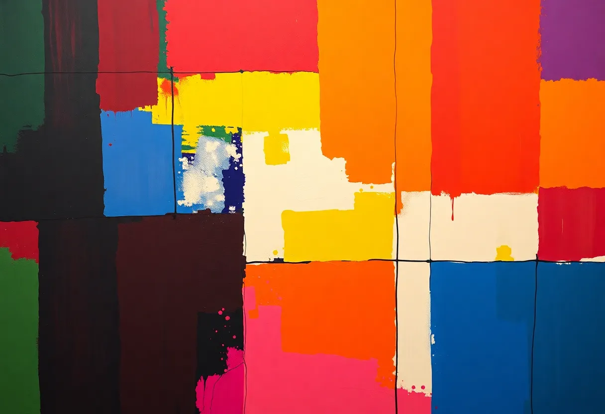 An abstract painting featuring concentric shapes and rich colors inspired by Kenneth Noland's style.