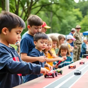 Families enjoying interactive activities at Family Fun Fest in Asheville