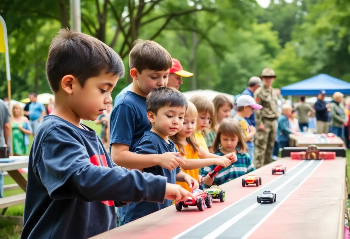 Families enjoying interactive activities at Family Fun Fest in Asheville