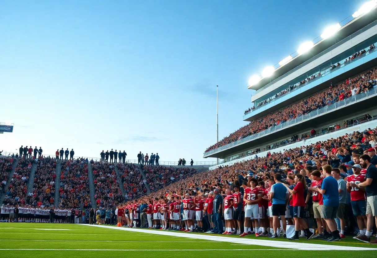 Fans cheering at a high school football game in Western North Carolina