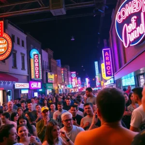 Comedy show audience in downtown Asheville