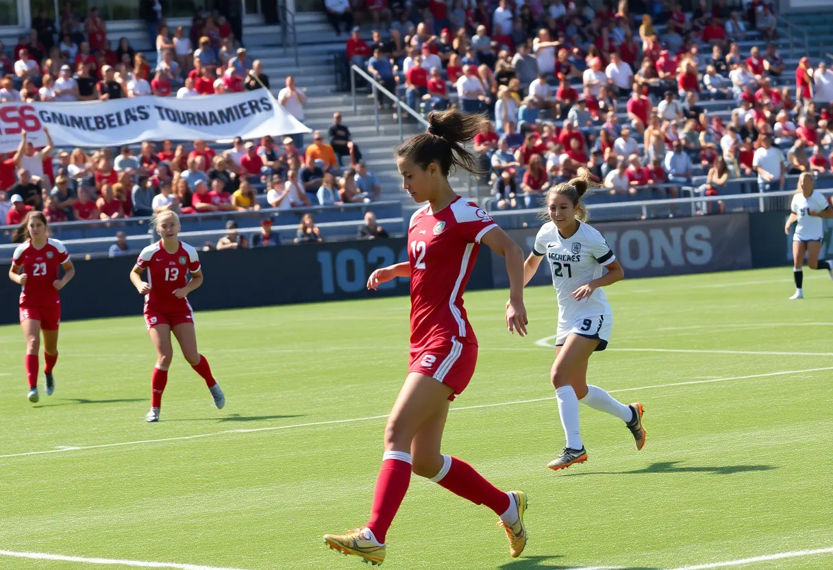 Miami Women's Soccer team competing in a match