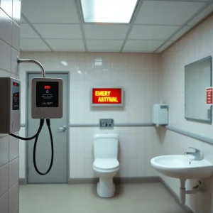 Emergency alert system in hospital bathroom