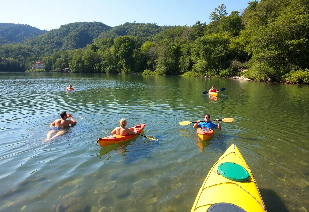 People enjoying recreational water activities in Western North Carolina