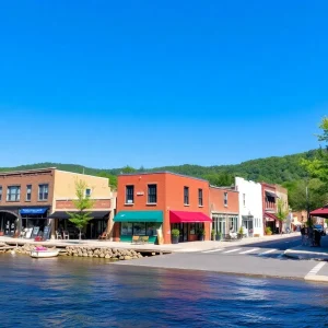 Scenic view of the River Arts District in Asheville post-Hurricane Helene
