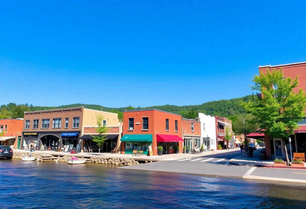 Scenic view of the River Arts District in Asheville post-Hurricane Helene