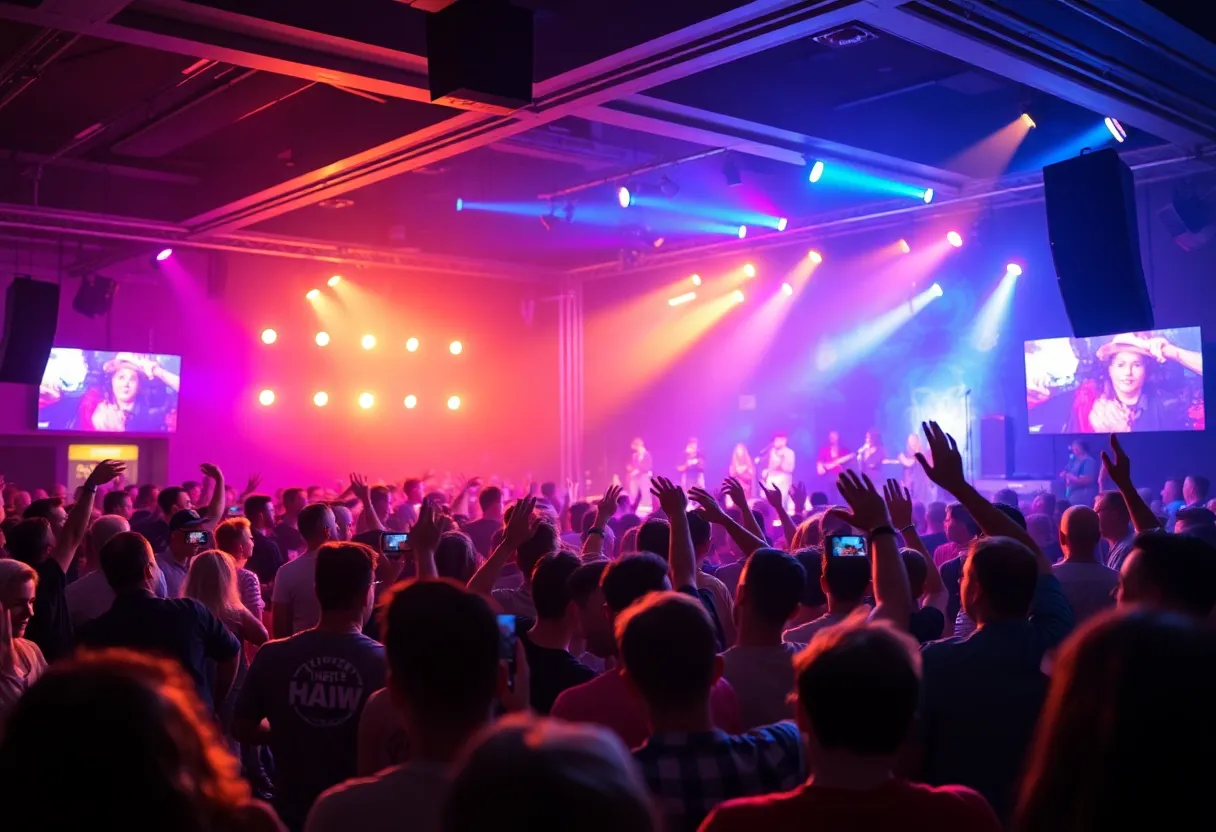 Audience enjoying a live concert performance at The Orange Peel.