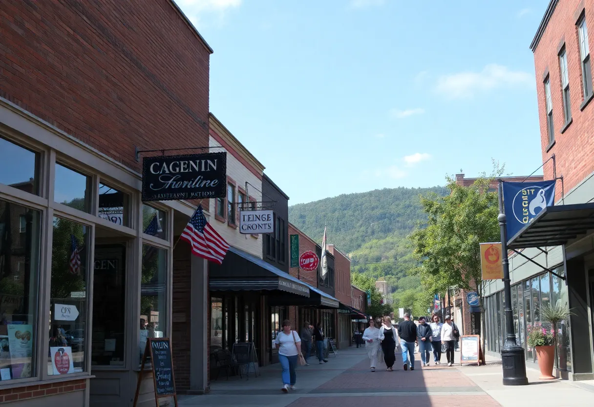 A street in Asheville with small businesses reopened after Hurricane Helene