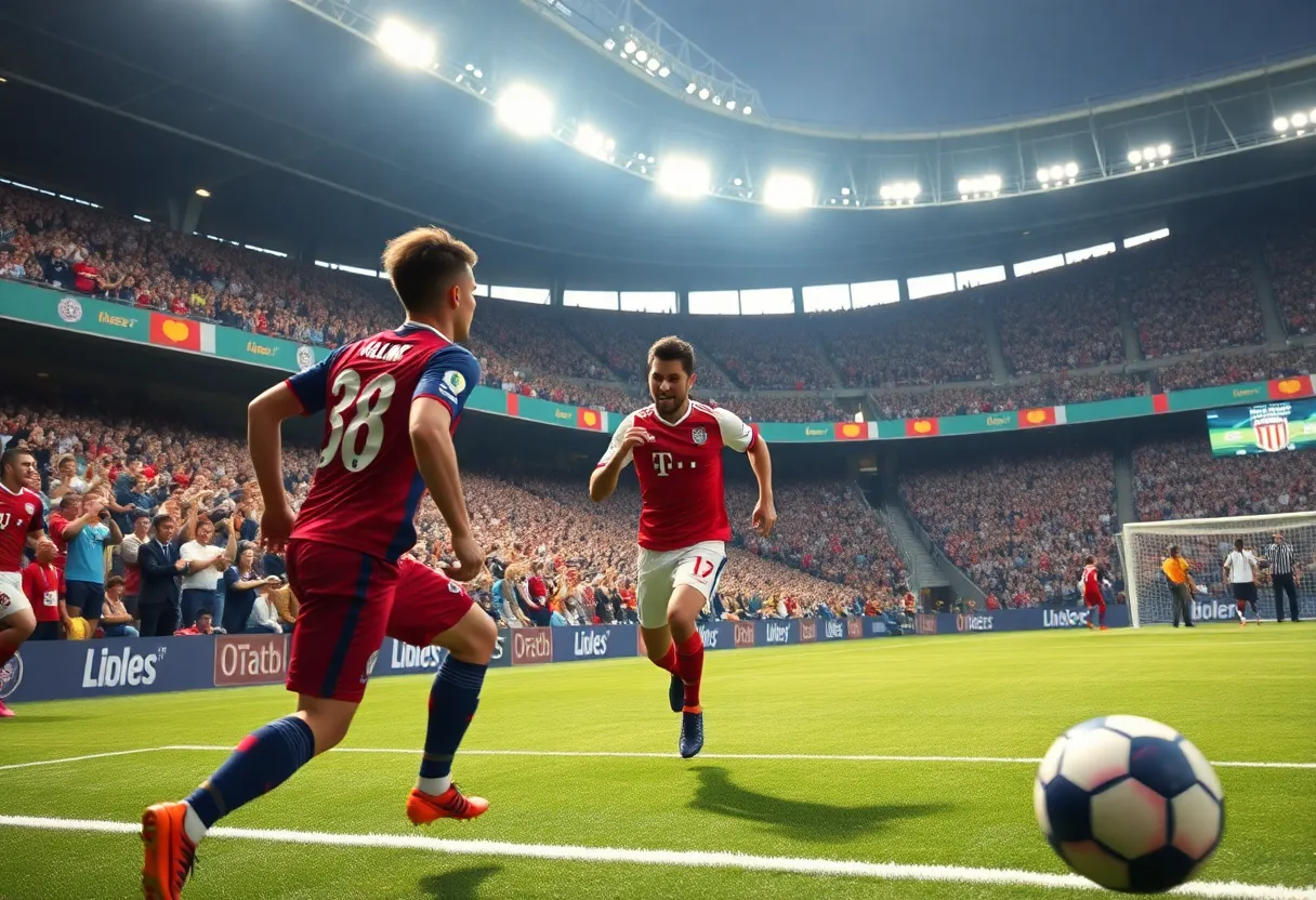 Players celebrating a victory in a soccer match at UNC Asheville.