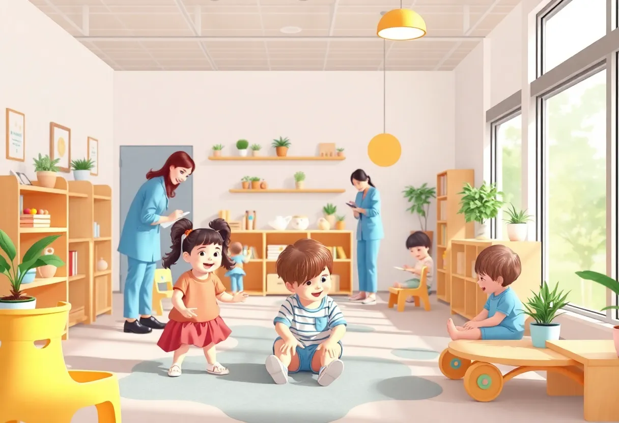 Children playing in a childcare center at YWCA Asheville