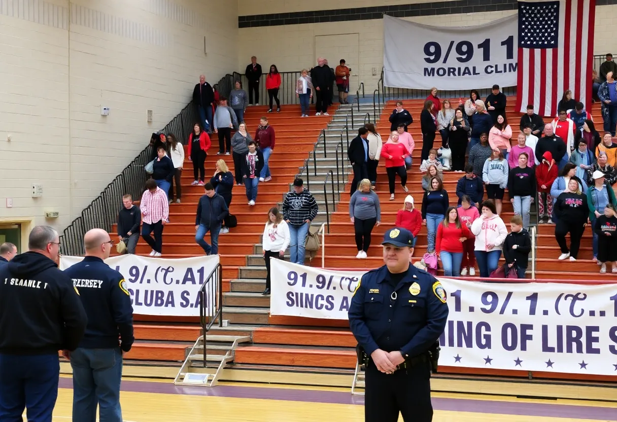 Participants honoring 9/11 victims during a memorial stair climb event