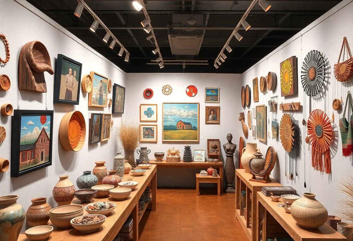 Art exhibition showcasing resilience among artists.