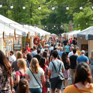 Community gathering at the RAD Resilience art event in Asheville