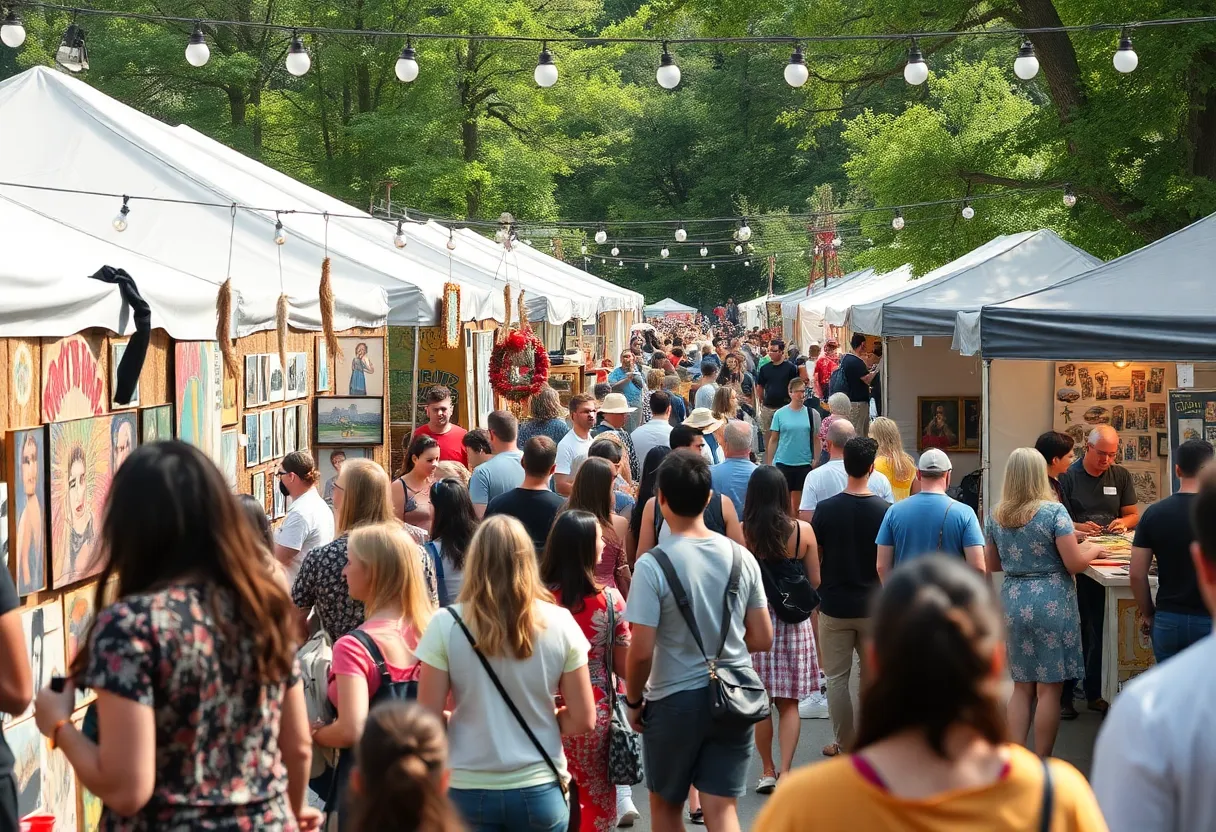 Community gathering at the RAD Resilience art event in Asheville