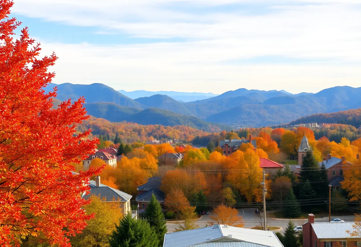 Vibrant autumn foliage in Asheville, North Carolina