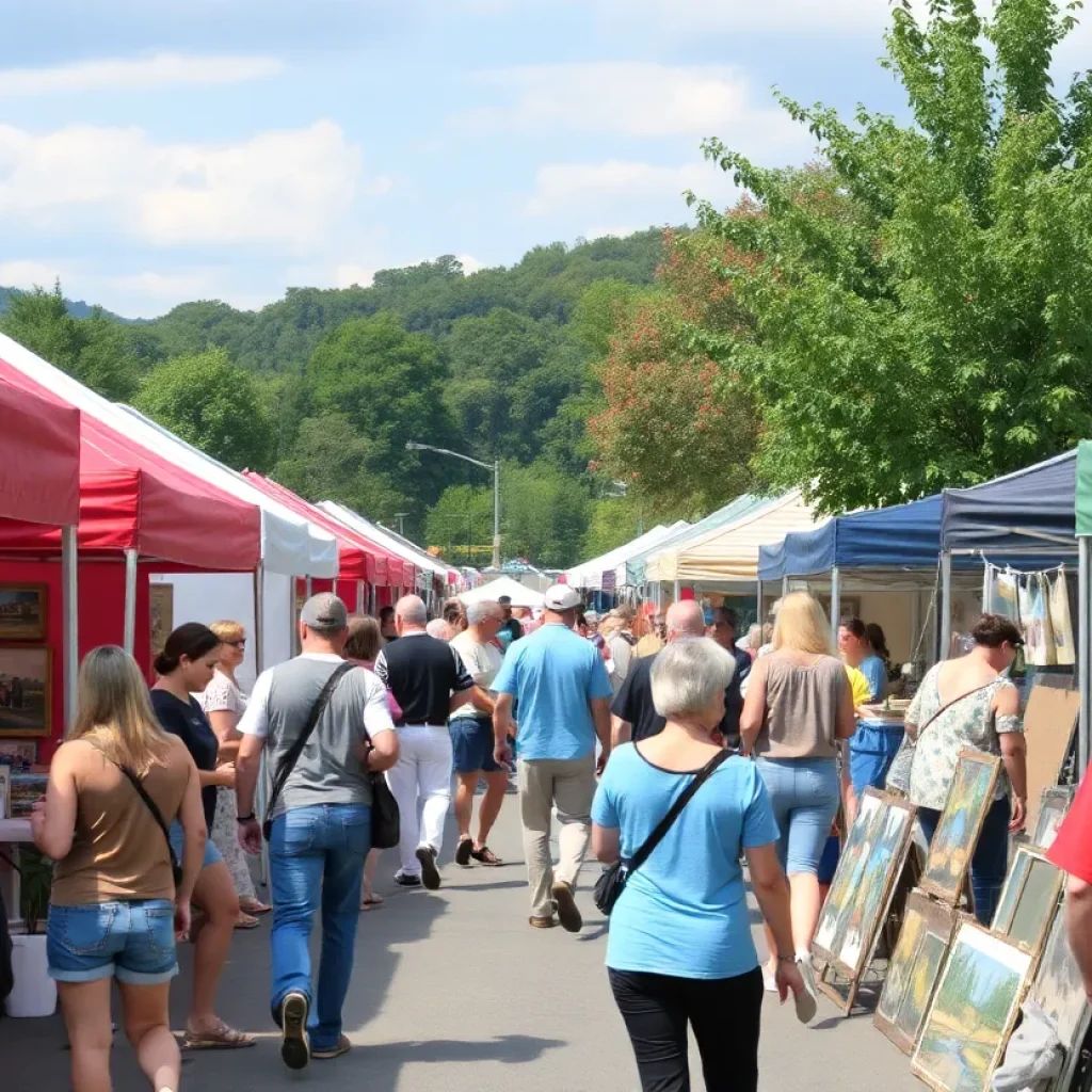 Festival scene showcasing local art and engagement in Asheville