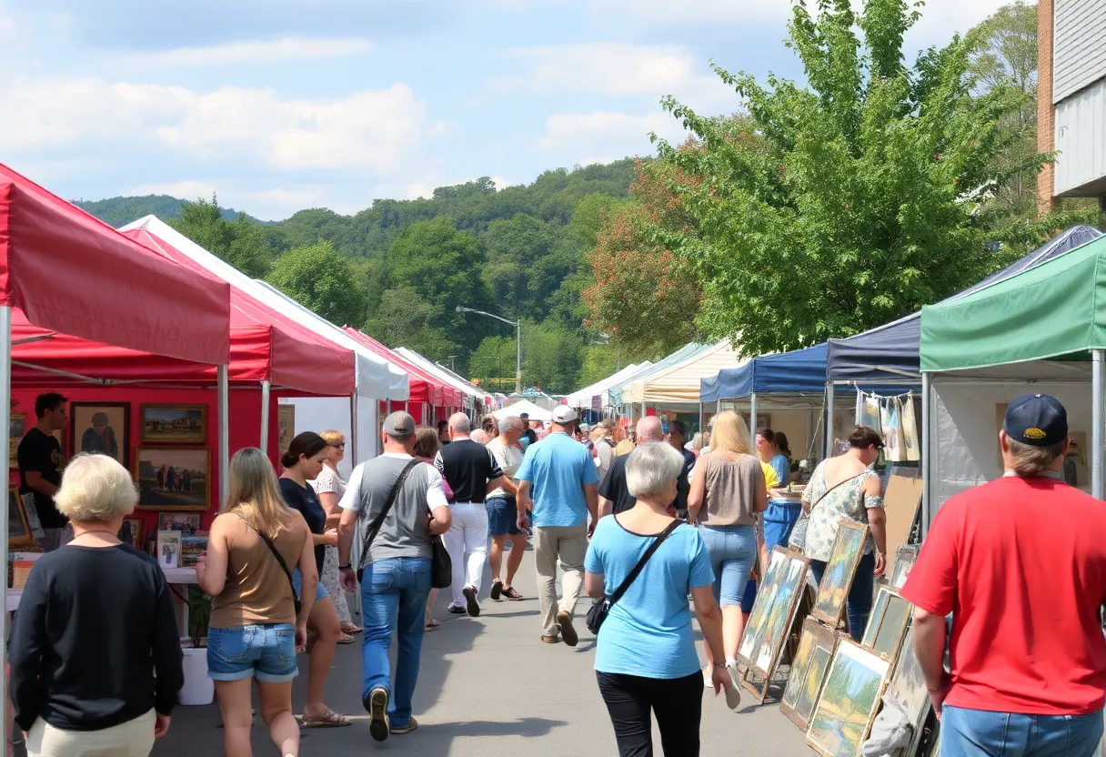 Festival scene showcasing local art and engagement in Asheville
