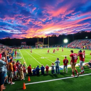 High school football game in Asheville during the Friday Football Frenzy