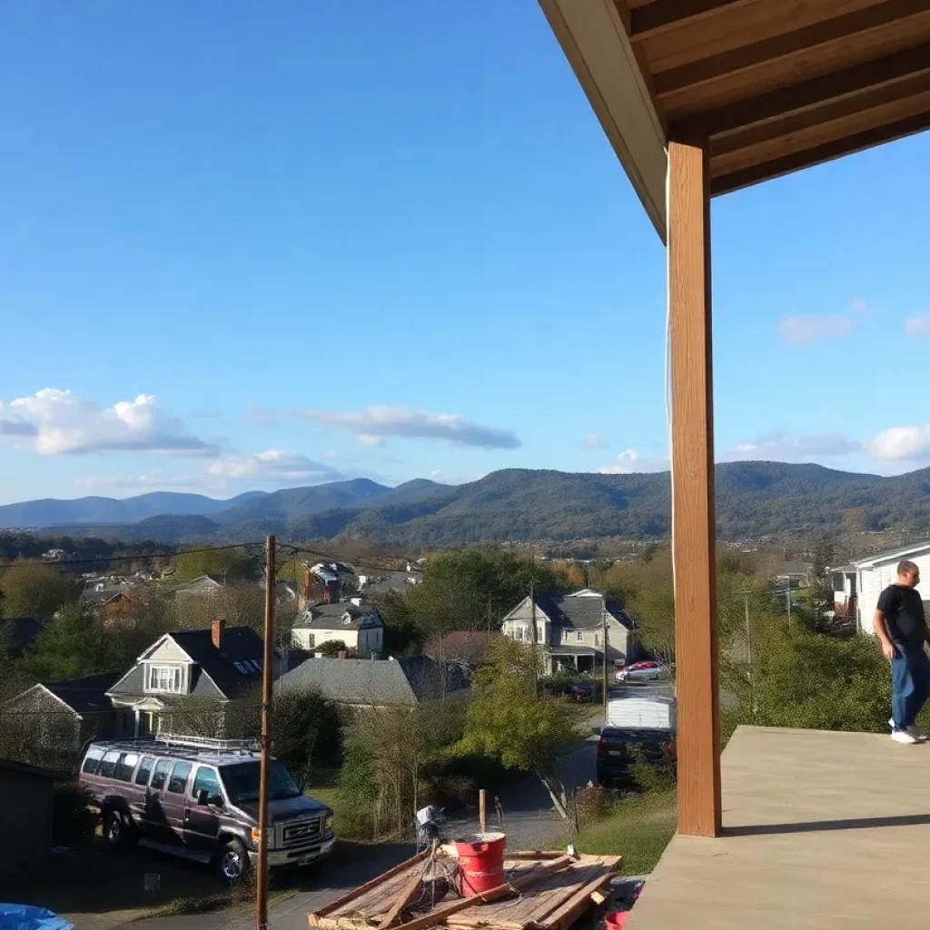 Community members engaged in recovery efforts in Asheville, NC after Tropical Storm Helene.