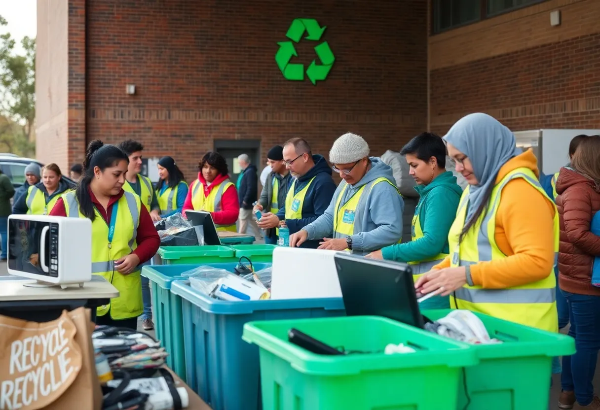 Community members recycling hard-to-recycle items at Asheville event