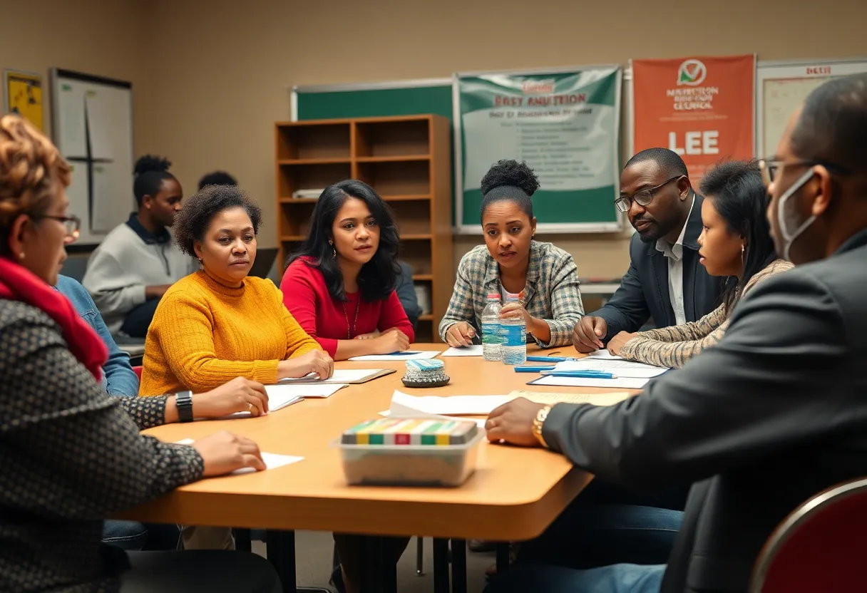 Parents and officials in discussion about school nutrition issues