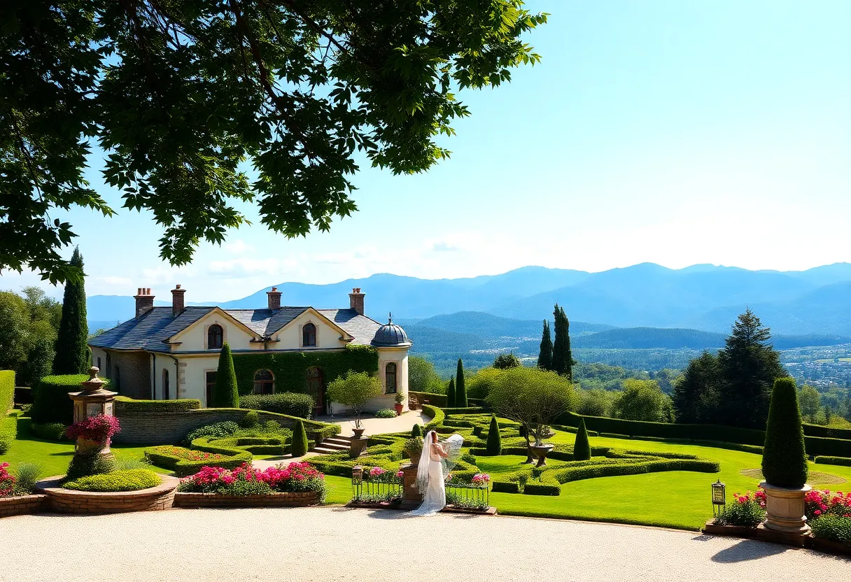 A scenic view of Biltmore Estate, a potential wedding venue.
