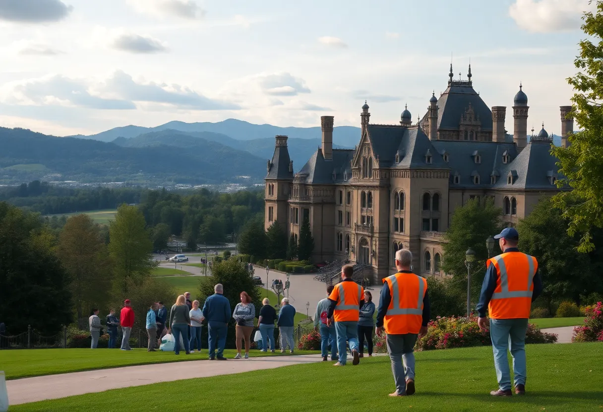 Volunteers at Biltmore Estate in Asheville, North Carolina, participating in recovery efforts.