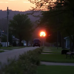 A black bear in an Asheville neighborhood during sunset.