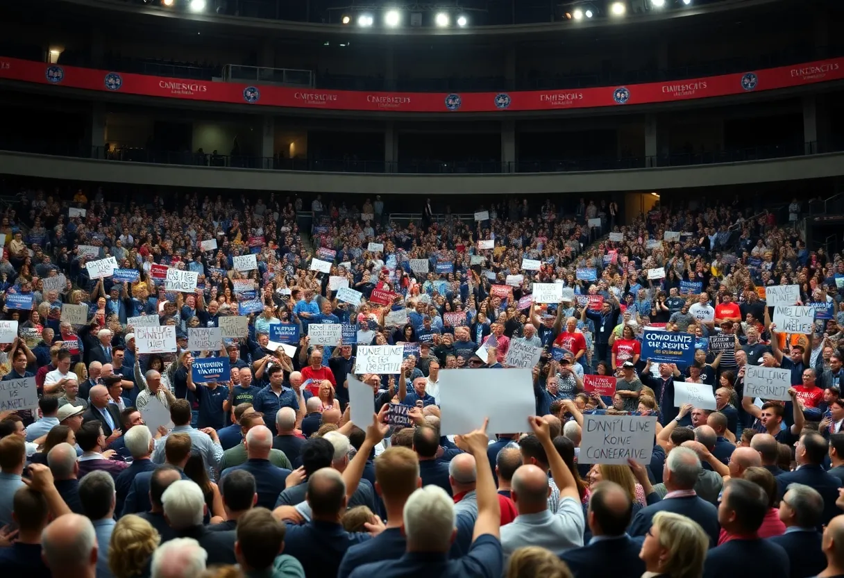 Memorial service for Charlie Kirk at State Farm Stadium with large crowd