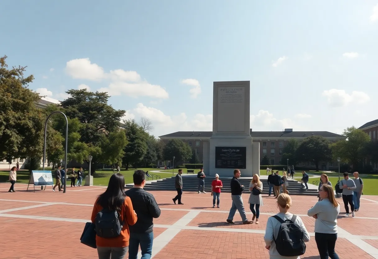 A memorial plaza at a public university dedicated to Charlie Kirk.