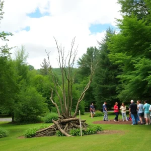 Residents participating in a tree removal event in Asheville