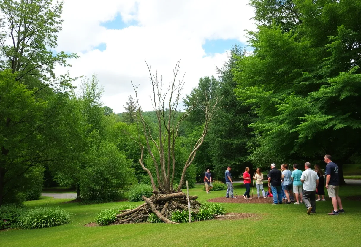 Residents participating in a tree removal event in Asheville
