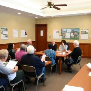 Residents engaged in a discussion about accessory dwelling units in Asheville