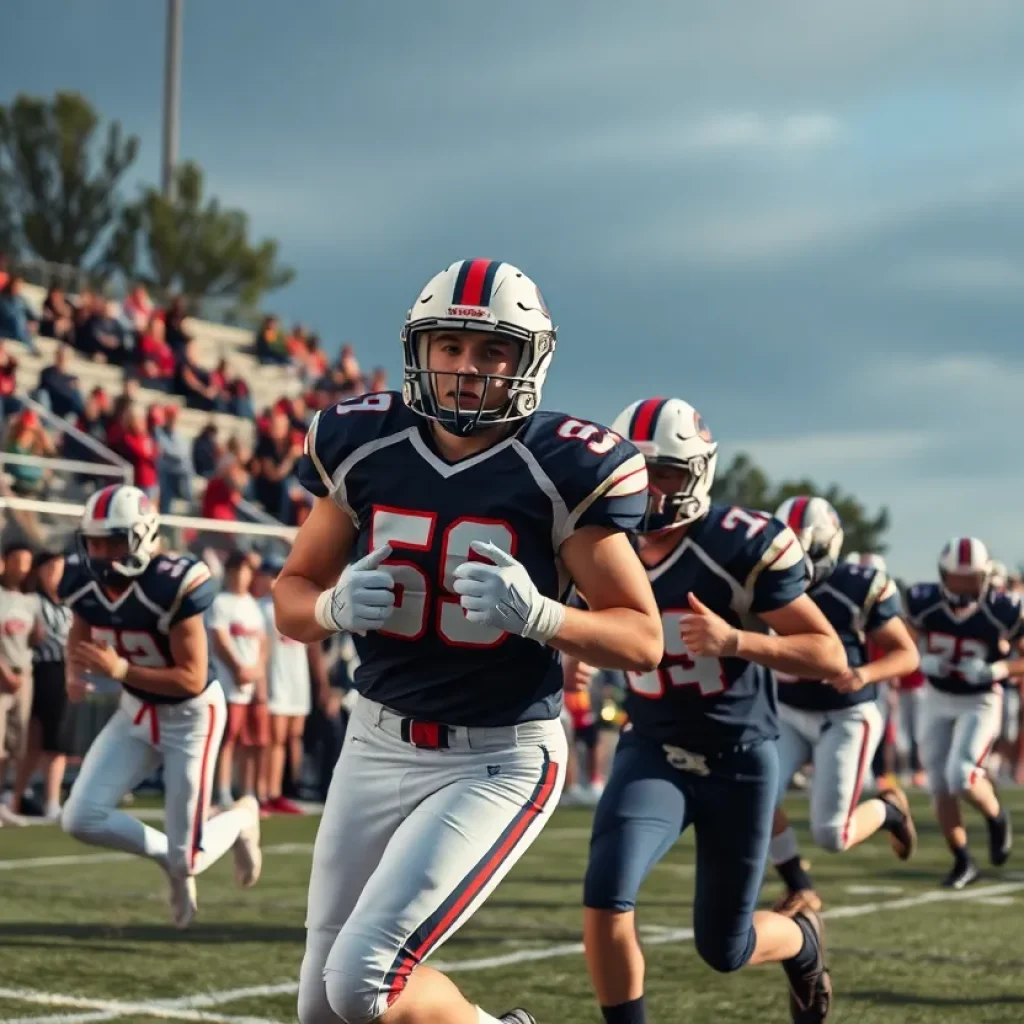 High school football game in Asheville with players competing