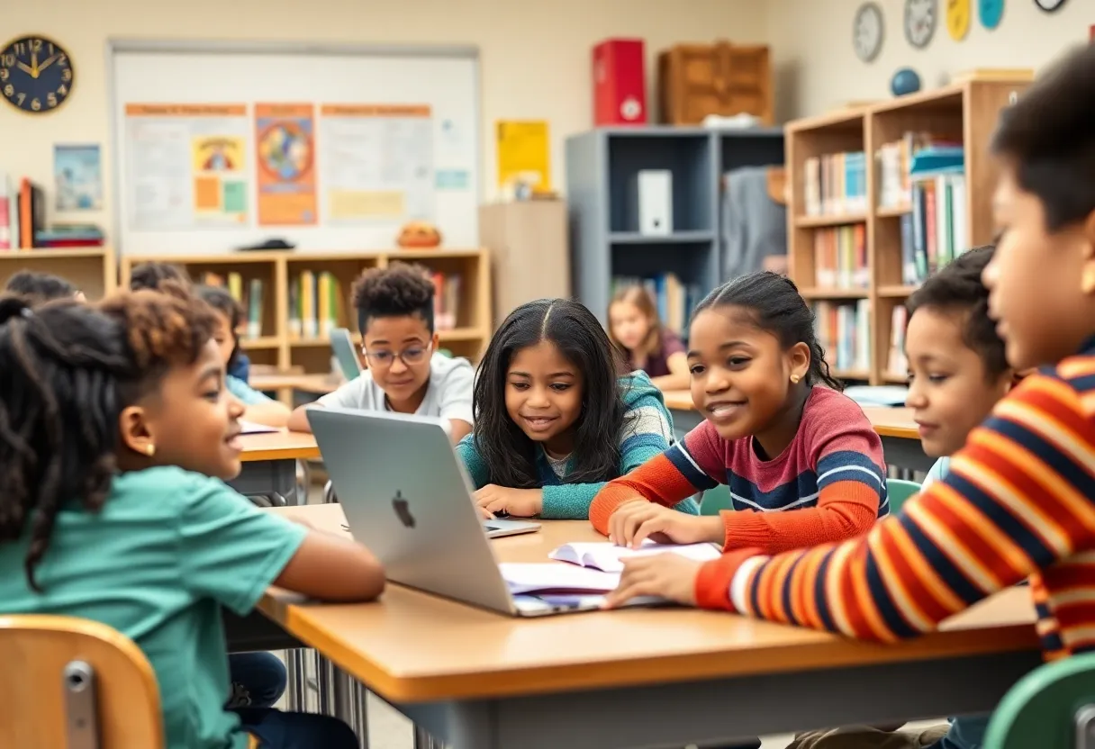 Diverse students engaged in learning in a North Carolina classroom.